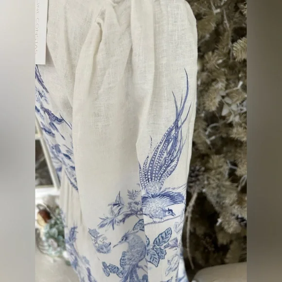 Caroline Constas Ivory and Blue Floral Mini Dress - Picture 8 of 16